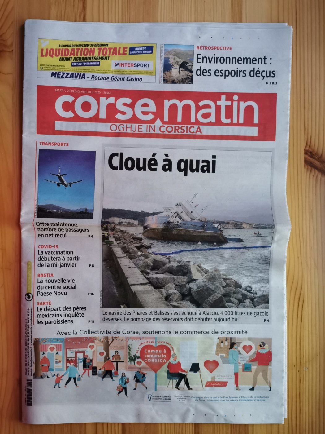 Couverture du Corse matin N° 25566 du 29 décembre 2020
