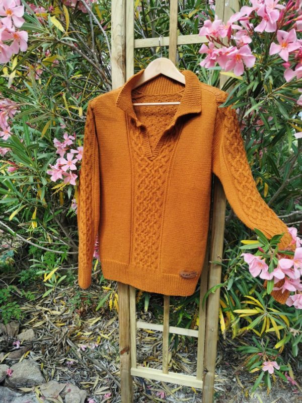 Pull col polo dans jardin