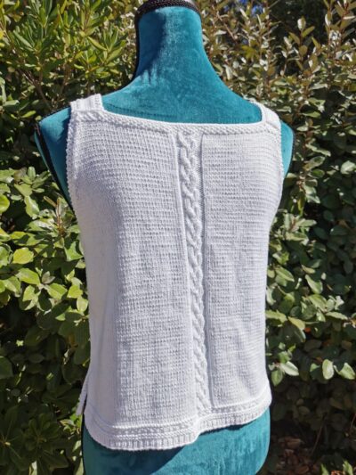 Top en coton, col V, fine torsade